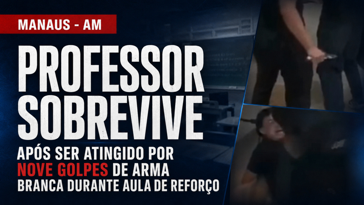Professor sobrevive após ser atingido por nove golpes durante aula de reforço em Manaus